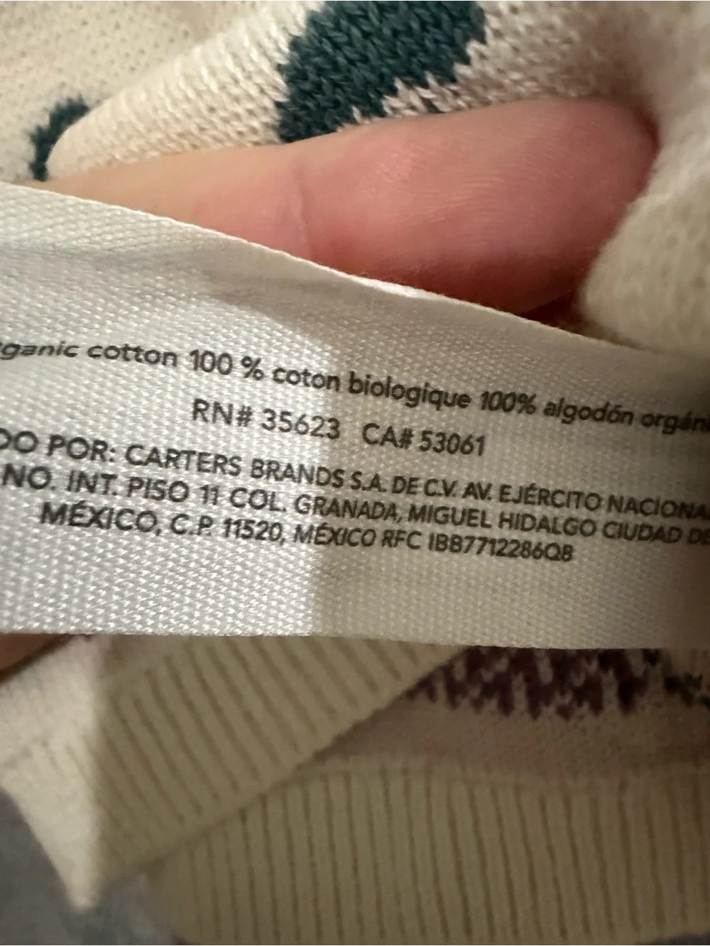 Carter's Cream Snowman Sweater with Gray Leggings